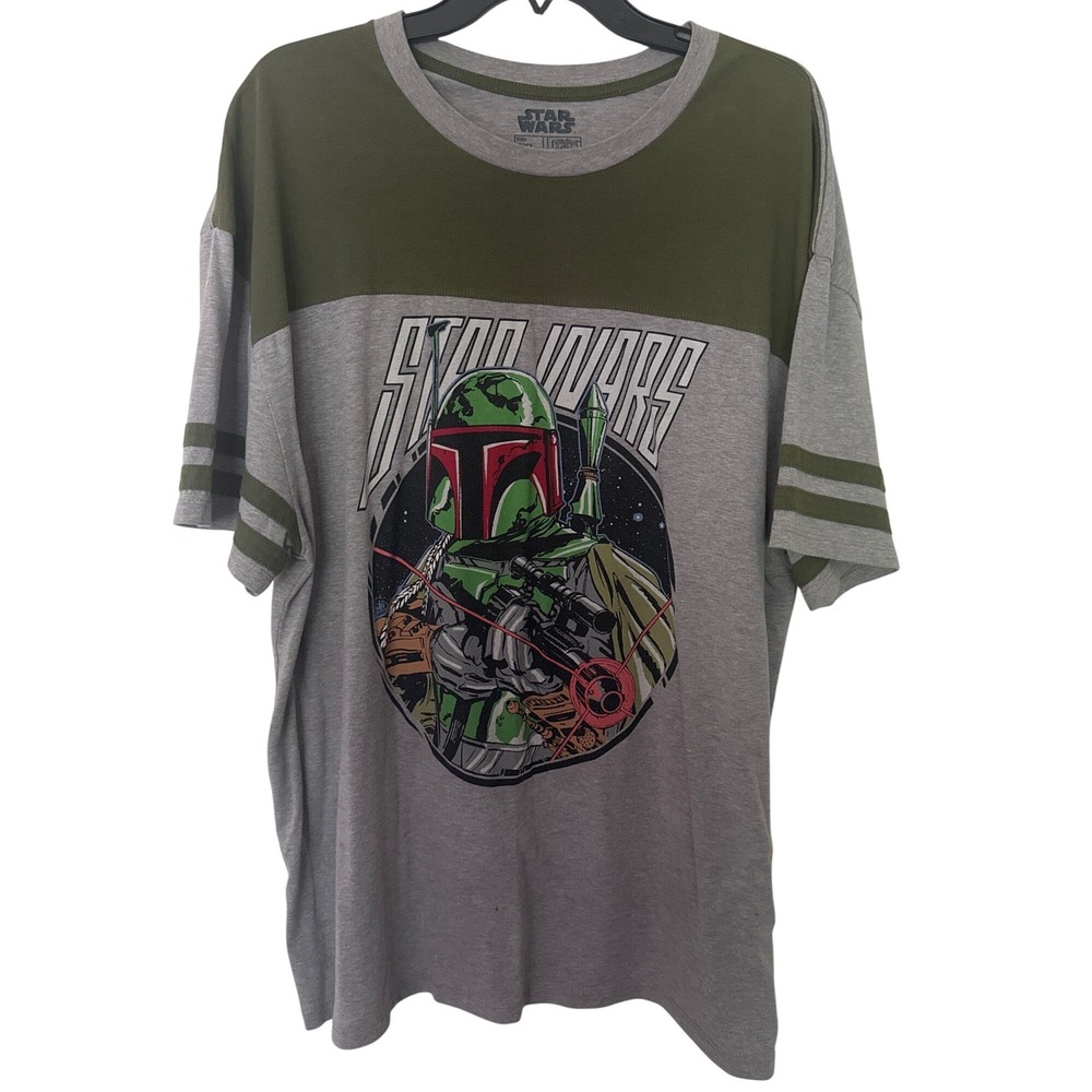 Fifth Sun Star Wars Boba Fett T-Shirt Mens 2XL Gray Green Colorblock Graphic